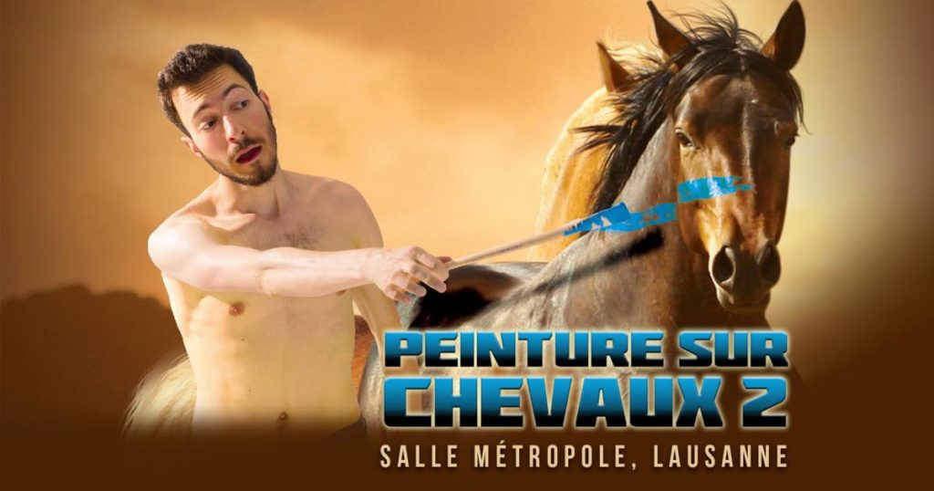 Peinture sur chevaux 2 : affiche du spectacle de Blaise Bersinger à la salle Métropole de Lausanne