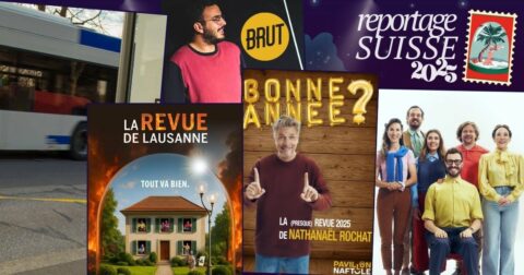 Revues de Nathanaël Rochat et de Lausanne 2025, Brut impro : affiches de notre reportage en Suisse
